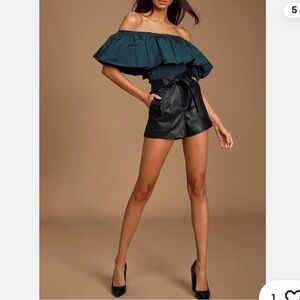 Free People Poof Goes My Heart Off-The-Shoulders Bodysuit Top Size US S